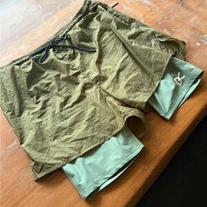 District Vision Green Athletic Shorts Lightweight and Casual